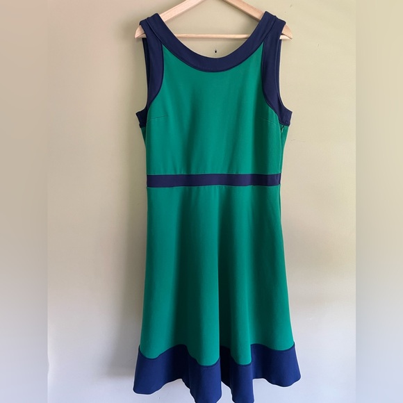 Lands End Sleeveless Blue & Green Dress - Picture 1 of 5